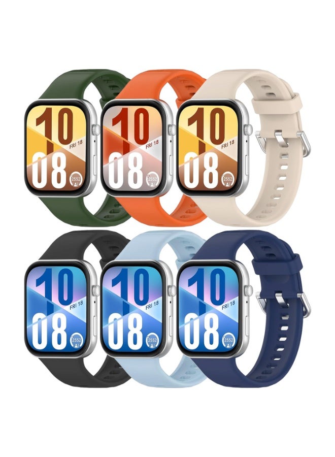 نيكور مجموعة من 6 أحزمة بديلة لساعات Huawei Watch Fit 4 / Fit 4 Pro / Fit 3 – أحزمة متعددة الألوان مصنوعة من السيليكون الناعم والمتين، متوافقة تماماً مع طرازات Huawei Watch Fit 4 Pro / Fit 4 / Fit 3، ومناسبة للرجال والنساء. - Image 1