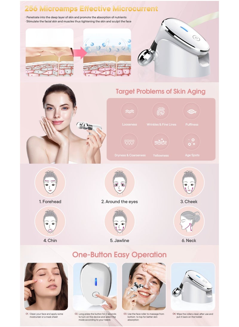 Ru syanl - Microcurrent Facial Beauty Device Face Massage Roller for Wrinkle Removal Skin Tightening Face Sculpting Instant Face Lift Device Face Roller for Women - Image 1