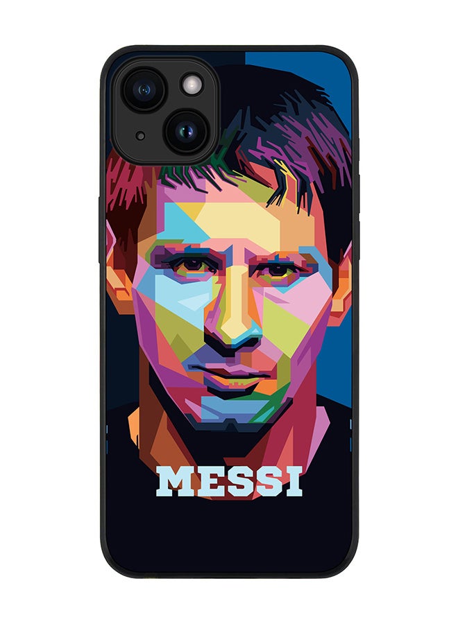 Stylizedd Cover for iPhone 15 Case Rugged Black Slim fit Soft Flexible Anti Drop TPU Gel Thin Protective Phone Cases - Poly Messi - Image 1