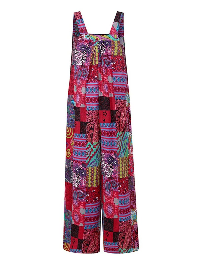Women Jumpsuit with Pockets Sleeveless Wide Legs Plus Size Overalls - Image 4