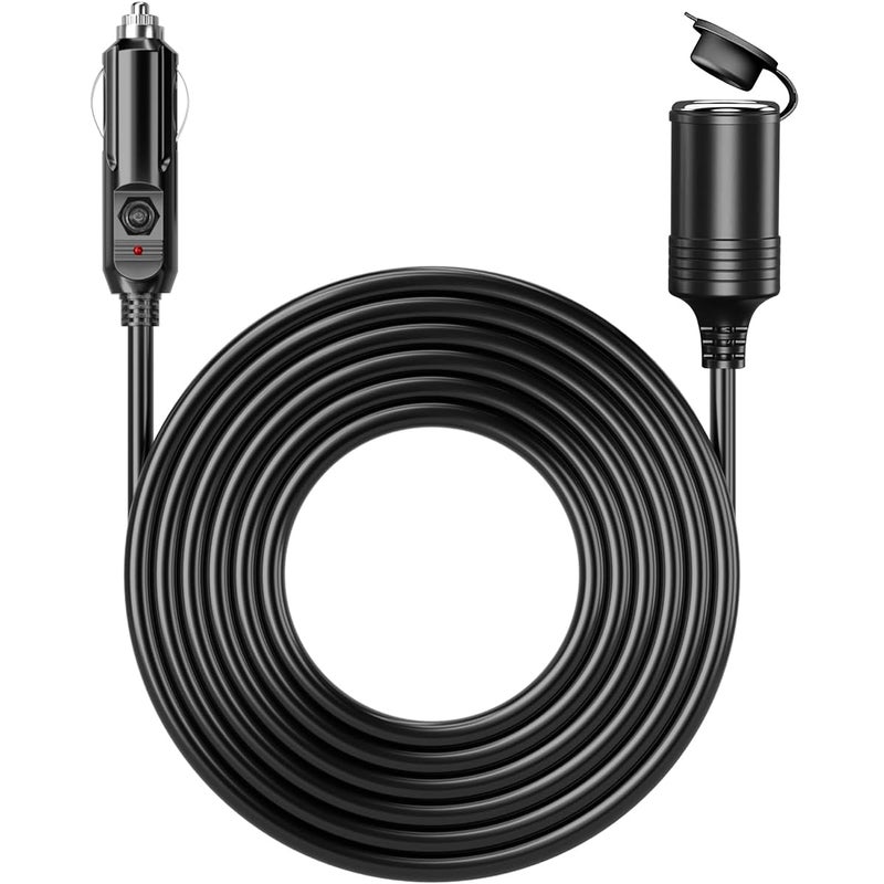 STHIRA كابل تمديد ولاعة السجائر STHIRA® بطول 13 قدم، 12V/24V DC، موسع ولاعة السيارة مع غطاء، كابل تمديد ولاعة سيارة عالمي - Image 1