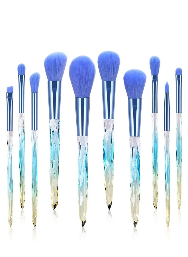 Kingtree Makeup Brushes 10PCS Crystal Handle Makeup Brush Set, Premium Synthetic Cosmetic Brush for Powder Foundation Blush Concealer Blending Eye Shadow Eyeliner Make Up - Image 1