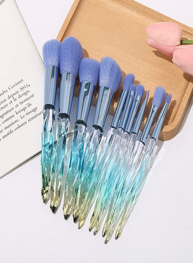 Kingtree Makeup Brushes 10PCS Crystal Handle Makeup Brush Set, Premium Synthetic Cosmetic Brush for Powder Foundation Blush Concealer Blending Eye Shadow Eyeliner Make Up - Image 2