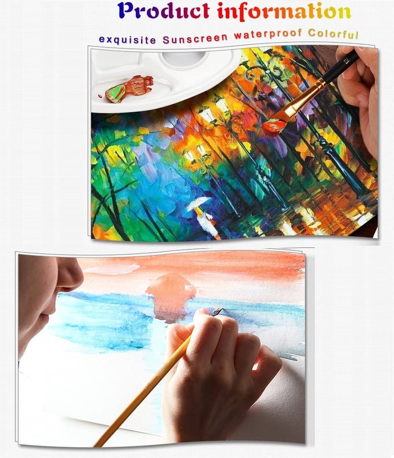 Parssufy Professional Acrylic Paint Set Painting Kit Canvas Colours Paints Tubes 12ml Tube 12 Color (Acrylic Paint) - Image 4