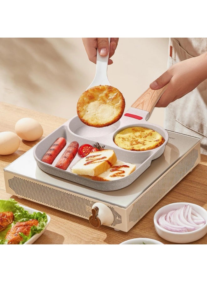 BOAO Egg Frying Pan Nonstick - 3 Section Egg Skillet 3-In-1 Divided Breakfast Grill Pan,  7.9" Omelette Pan Compatible with Gas Stove & Induction Cooktops, PFOA Free - Image 3