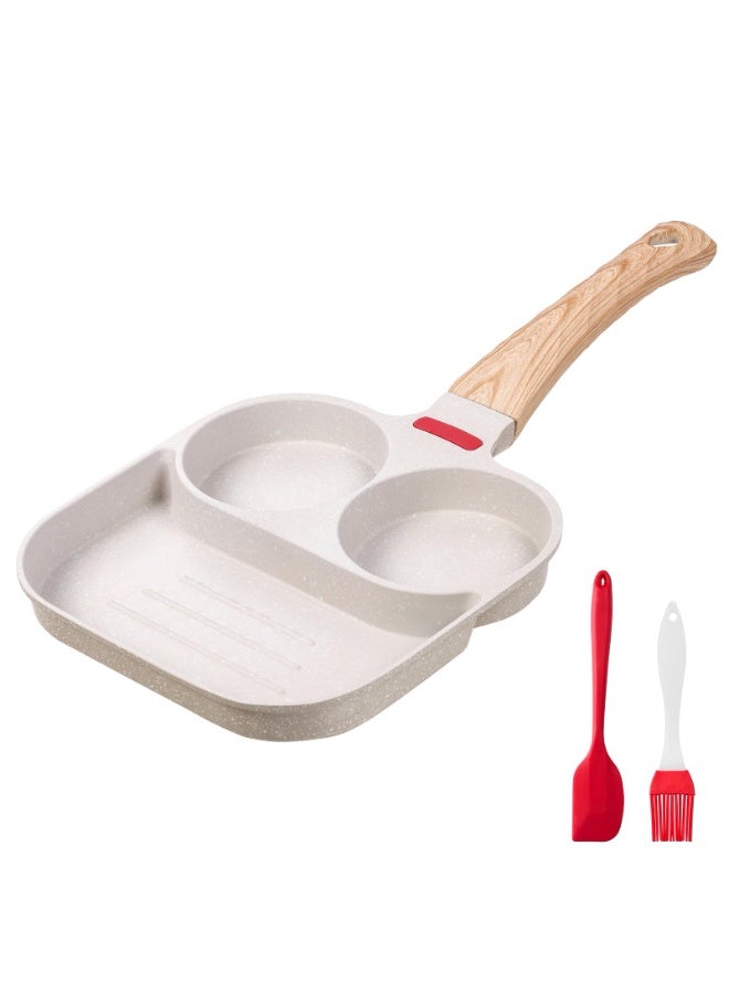 BOAO Egg Frying Pan Nonstick - 3 Section Egg Skillet 3-In-1 Divided Breakfast Grill Pan,  7.9" Omelette Pan Compatible with Gas Stove & Induction Cooktops, PFOA Free - Image 1