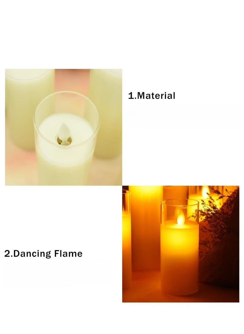 Generic - Pack of 3 Battery Operated Pillar Real Wax Moving Wick LED Glass Candle Sets  ACROSS Flickering Flameless Candles with Remote Control Timer for Holiday Wedding Party - Image 1