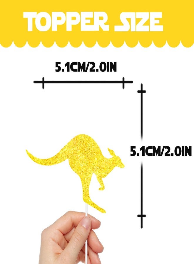 LETLIMIT 18pcs Gold Glitter Kangaroo Dessert Cupcake Topper Pick for Animal Theme Decor Supplies Baby Shower Boys Girls Happy Birthday Party Decorations - Image 2
