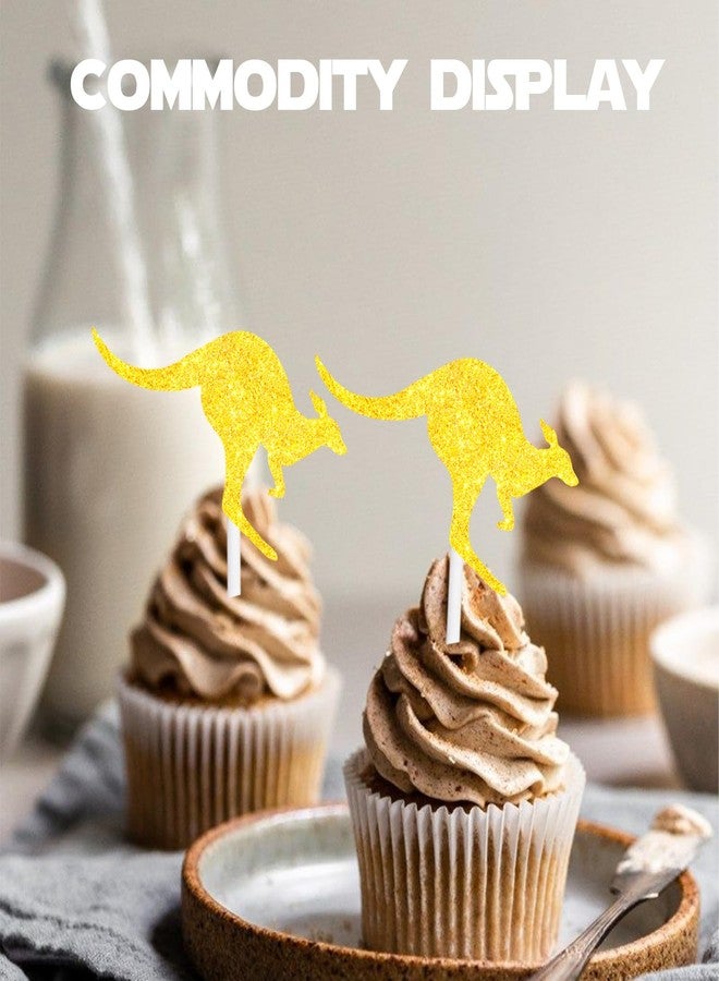LETLIMIT 18pcs Gold Glitter Kangaroo Dessert Cupcake Topper Pick for Animal Theme Decor Supplies Baby Shower Boys Girls Happy Birthday Party Decorations - Image 5