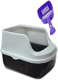 Generic Cat Litter Box + Cat Litter Scoop Large Size Litter Box Premium Quality Easy to Carry and Clean Multiple Colors - Cat Care - Cat Cleaner (White) 