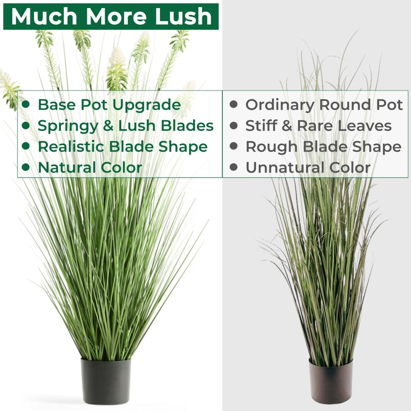 FloraFairy 4ft 2-Pack Horsetail Reed Grass with White Cockscomb Flower, 48in Tall Indoor Outdoor Green Onions Fake Plants in Pot, Home Office Decorative Artificial Plant & Greenery, Wedding DÃ©cor - Image 5