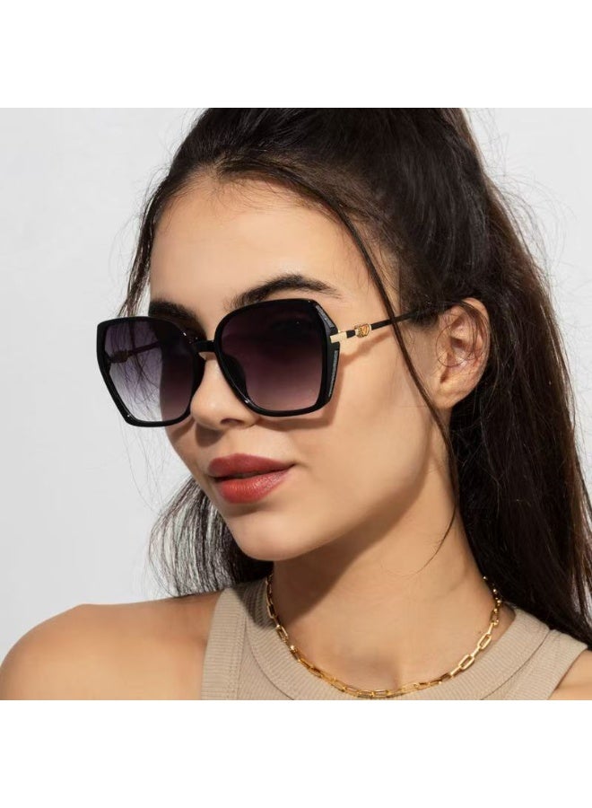 نظارات شمسية للنساء، تصميم مربع عصري فريد، عدسات متدرجة عالية الجودة، حماية من الأشعة فوق البنفسجية UV400، نظارات شمسية نسائية، نظارات للسفر والاستخدام اليومي (أسود) - Image 1
