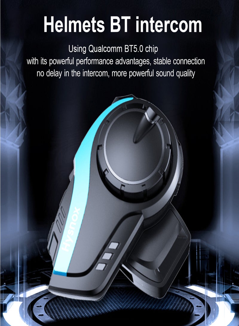  Hysnox Hysnox HY-02 Motorcycle Helmet Intercom BT5.0 Hands-free Interphone Full Duplex for Six Motorcycle Riders 2000M Range IP65 Waterproof with Microphone - Image 2