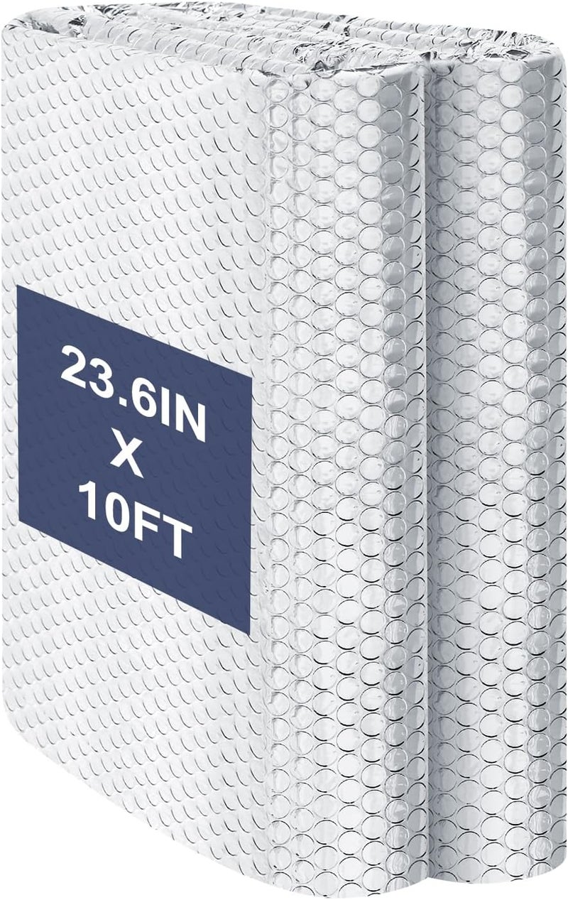 DGSL Double Reflective Bubble Foil Insulation Foam, 23.6 in X 10 FT Aluminum Foil Thermal Insulation Radiant Barrier for Window, Garage Door, RV, Roof - Image 1