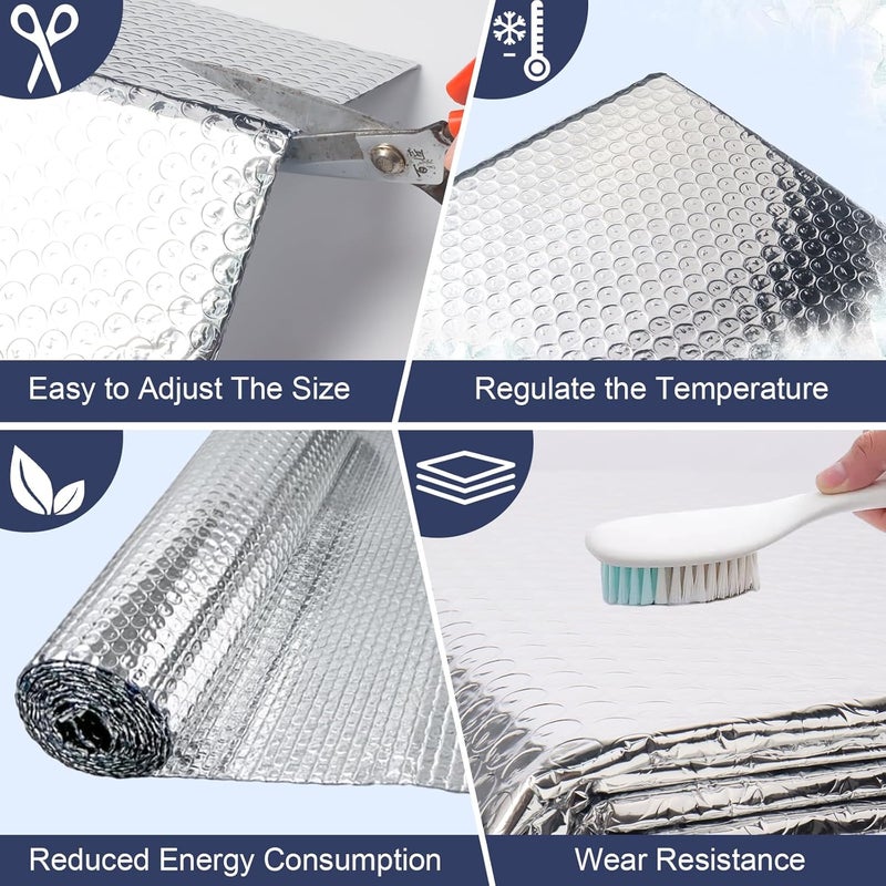 DGSL Double Reflective Bubble Foil Insulation Foam, 23.6 in X 10 FT Aluminum Foil Thermal Insulation Radiant Barrier for Window, Garage Door, RV, Roof - Image 4
