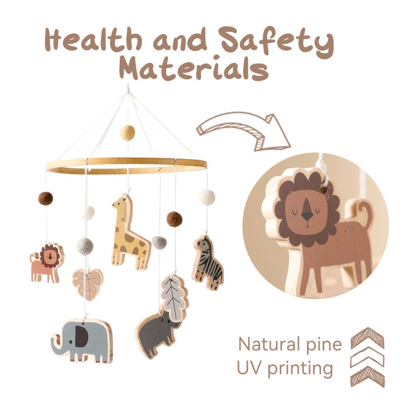 let's make Baby Mobile for Crib - Jungle Animals Baby Mobile - Nursery Safari Mobiles for Girl or Boy | Gender Neutral Handmade Mobiles| Wild Animals Ceiling Mobile - Image 2