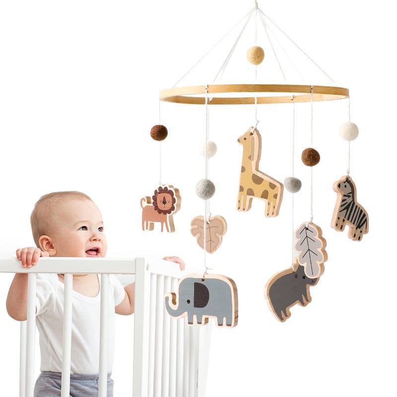 let's make Baby Mobile for Crib - Jungle Animals Baby Mobile - Nursery Safari Mobiles for Girl or Boy | Gender Neutral Handmade Mobiles| Wild Animals Ceiling Mobile - Image 1