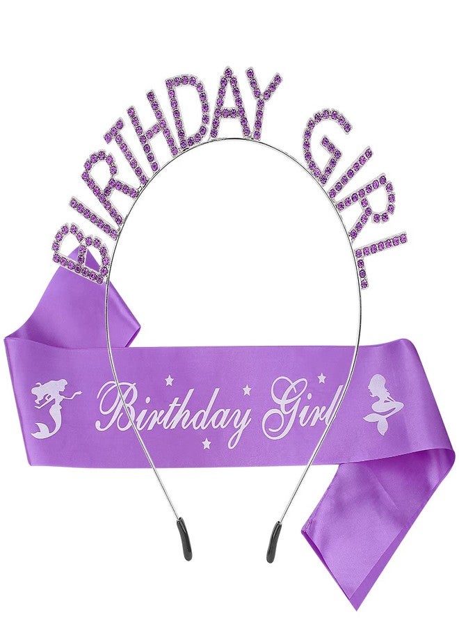 AOPRIE Birthday Girl Sash Crowns Happy Birthday Tiara for Women Purple Headband Princess Crown Rhinestone Accessories - Image 1