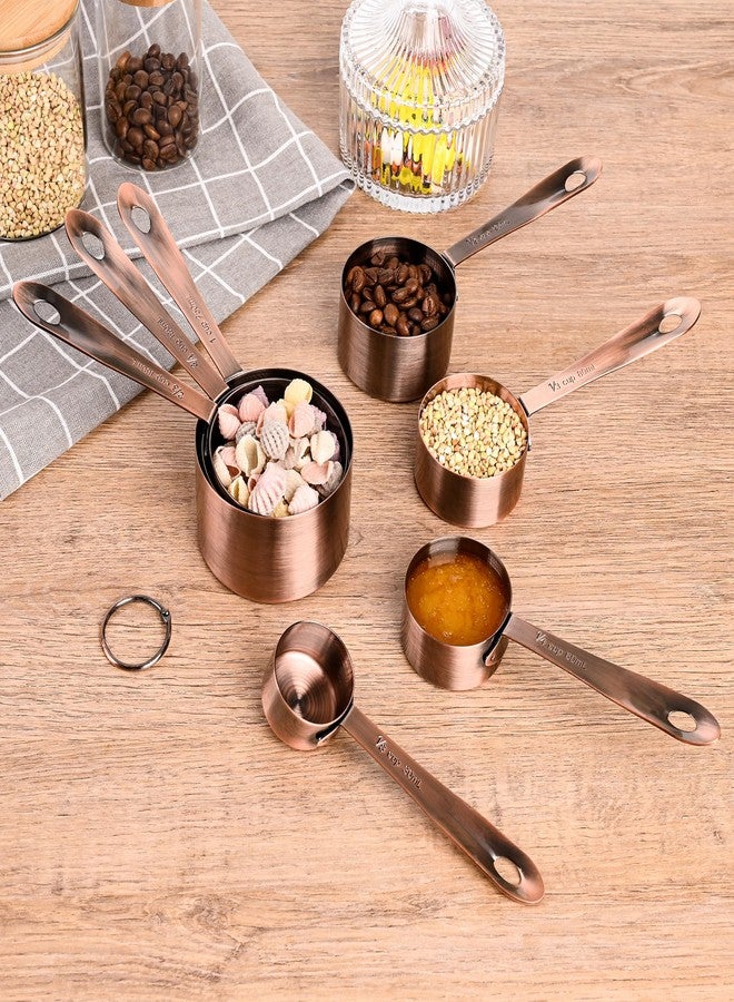 Kalsreui Measuring Cups and Spoons Set, Copper Measuring Cups and Spoons Set 17, Stainless Steel Measuring Cups and Spoons set, Metal 7 Measuring Cups and 9 Measuring Spoons with 1 Leveler for Kitchen - Image 4