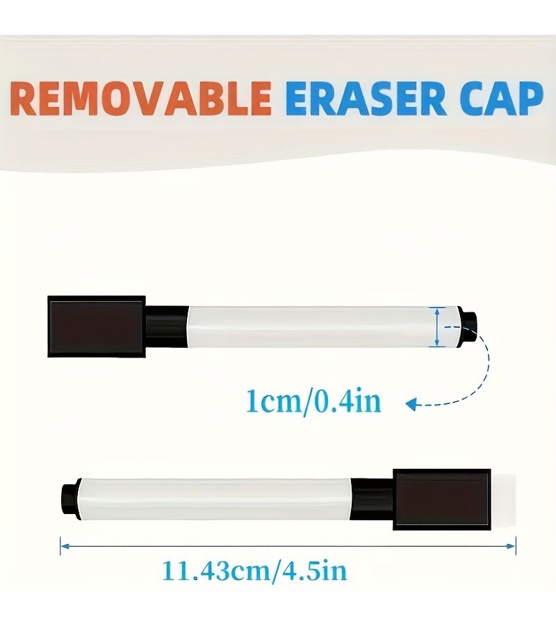 Set of 18 Black Fine Point Whiteboard Markers with Eraser Tips Washable - Image 2