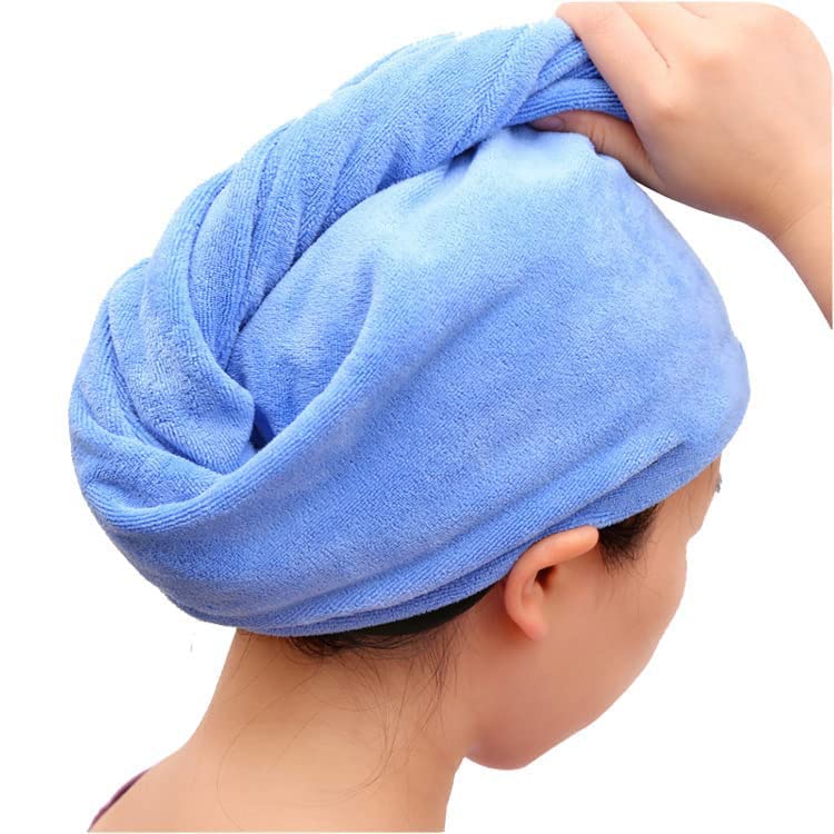 Trendegic Hair Towel Wraps Absorbent Soft Turban Quick Hair Drying Bathrobe Cap Magic Salon Head Towel for Women (1 Pc) (Blue) - Image 2