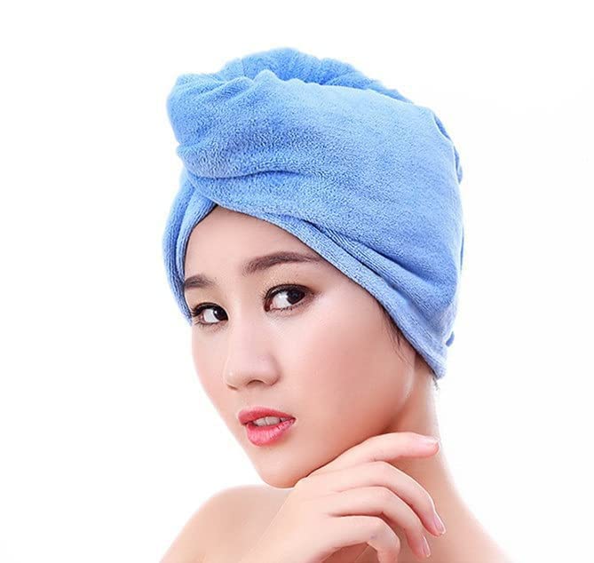 Trendegic Hair Towel Wraps Absorbent Soft Turban Quick Hair Drying Bathrobe Cap Magic Salon Head Towel for Women (1 Pc) (Blue) - Image 5