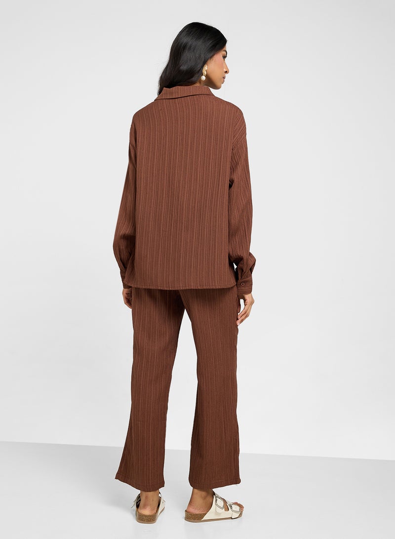 Ginger Plisse Button Down Shirt & Pant Set  - Image 2