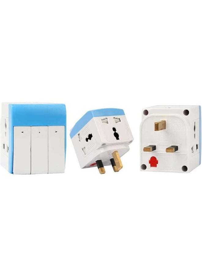 melfi 3 Way Universal Multi Adapter With Long 3 Switches 13A Plug 