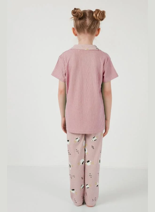 Lela Lela Printed Elastic Waist Shirt Collar Short Sleeve Pajama Set Girls PAJAMAS SET 6576001