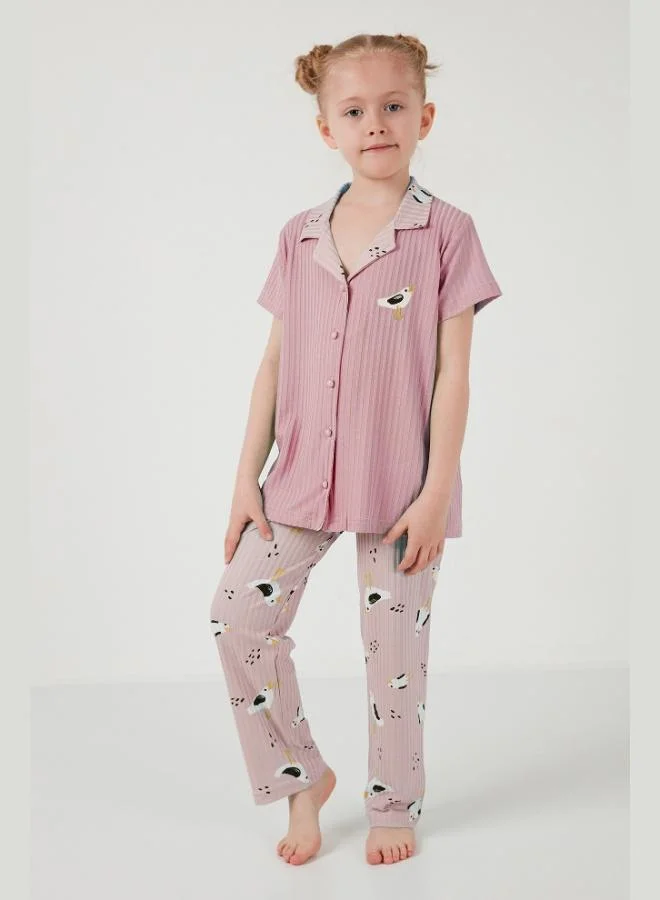 Lela Lela Printed Elastic Waist Shirt Collar Short Sleeve Pajama Set Girls PAJAMAS SET 6576001