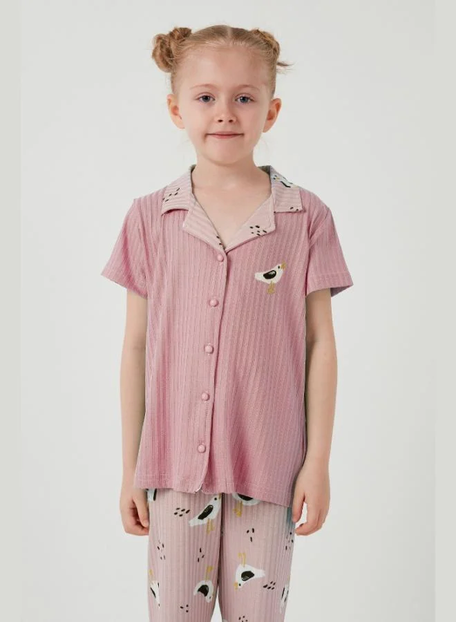 Lela Lela Printed Elastic Waist Shirt Collar Short Sleeve Pajama Set Girls PAJAMAS SET 6576001