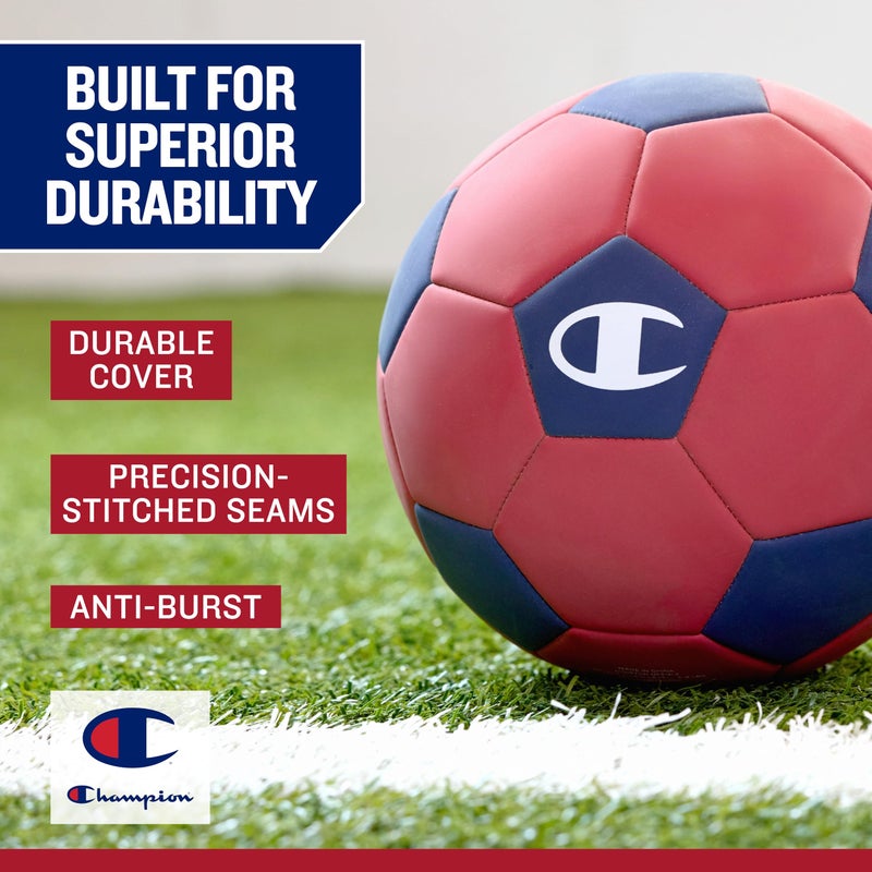 Champion Prodigy Soccer Ball (Size 3, White/Fierce Tide/Very Coral) â€“ Matte Finish, 32-Panel Design, Enhanced Control, PVC Cover & Butyl Bladder, for Indoor & Outdoor Training, Includes 6" Pump - Image 5