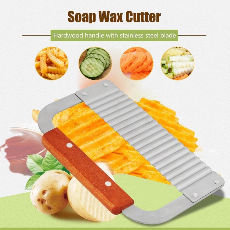 HEEPDD Soap Cutter, Wax Vegetable Cutter with Hardwood Handle Stainless Steel Crinkle Cutting Tool for Soap Vegetable Candle Cake Wavy Slicer Tool - Image 3