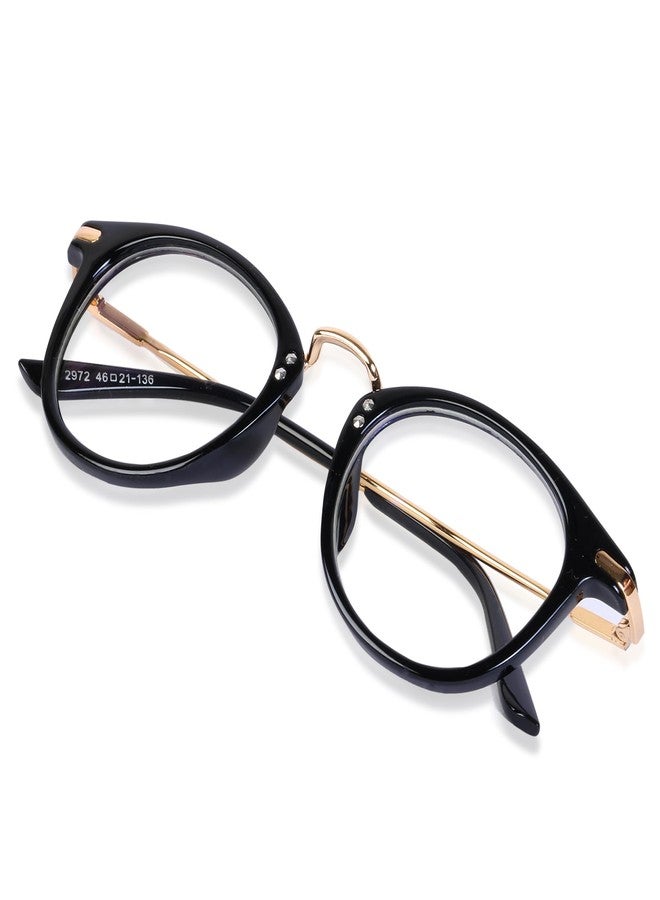 فريدي نظارات فريدي الدائرية الكلاسيكية المضادة للوهج، تحجب الضوء الأزرق، بدون قوة، بتصميم كلاسيكي | حماية من الأشعة فوق البنفسجية | للرجال والنساء | إطار لحماية العين مناسب لأجهزة الكمبيوتر/التابلت/اللابتوب/الهواتف المحمولة/التلفزيون (غولدن ستيك) - Image 4