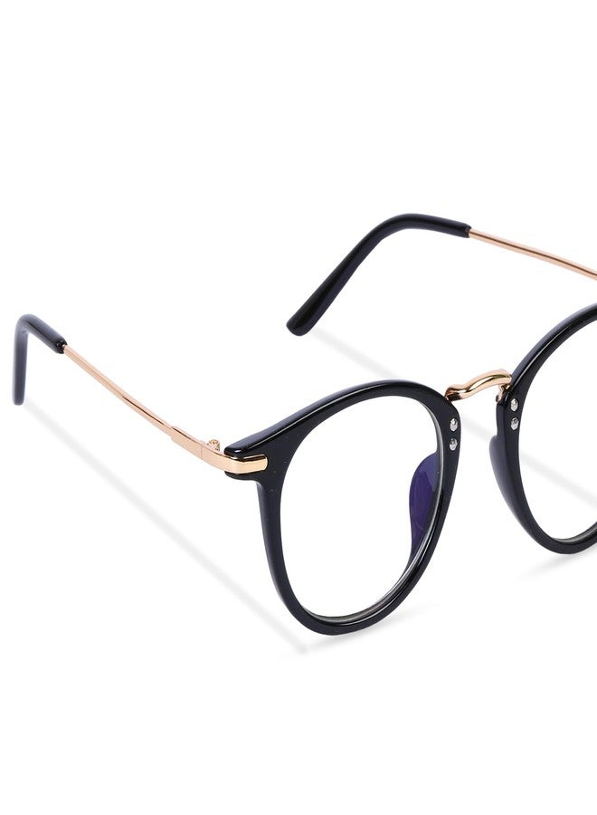 فريدي نظارات فريدي الدائرية الكلاسيكية المضادة للوهج، تحجب الضوء الأزرق، بدون قوة، بتصميم كلاسيكي | حماية من الأشعة فوق البنفسجية | للرجال والنساء | إطار لحماية العين مناسب لأجهزة الكمبيوتر/التابلت/اللابتوب/الهواتف المحمولة/التلفزيون (غولدن ستيك) - Image 2