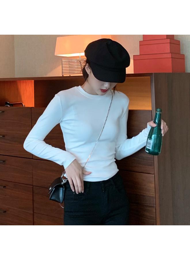 VUELO Base Shirt Women's Long-sleeved Spring New All-match Pure Cotton White Tight T-shirt Women's Inner Slim-fit Top - Image 2