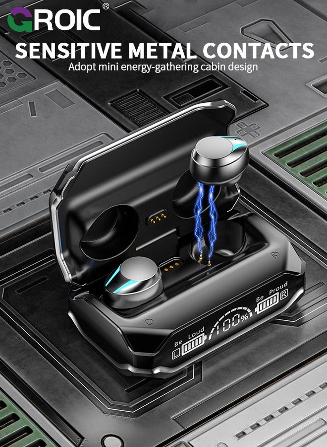 Black M41 Bluetooth Ear Buds, True Wireless Earbuds 120Hrs Playback with 1200mAh Battery, IPX7 Waterproof Bluetooth Earphones for Android, iPhone, PC, Laptop