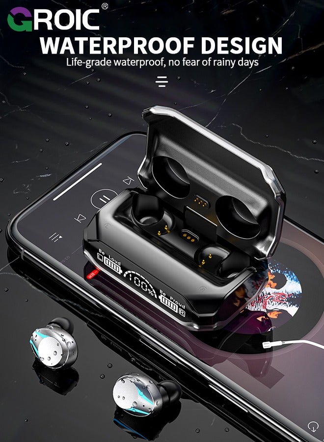 Black M41 Bluetooth Ear Buds, True Wireless Earbuds 120Hrs Playback with 1200mAh Battery, IPX7 Waterproof Bluetooth Earphones for Android, iPhone, PC, Laptop