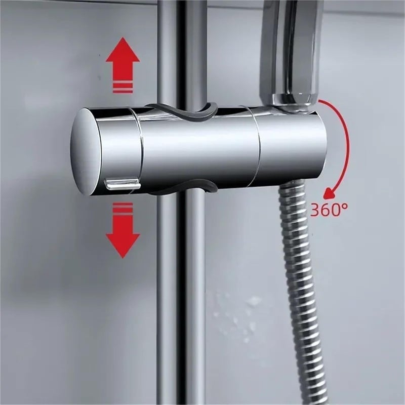 Shower Head Holder 4PCS Universal Adjustable ABS Chrome Shower Rail Holder Bathroom Accessories Brackets for Bathroom(Black) - Image 5