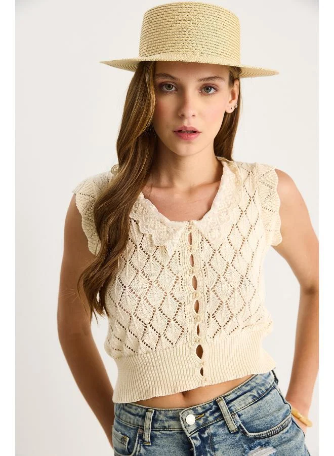 Ginger Knitted Crochet Openwork Top