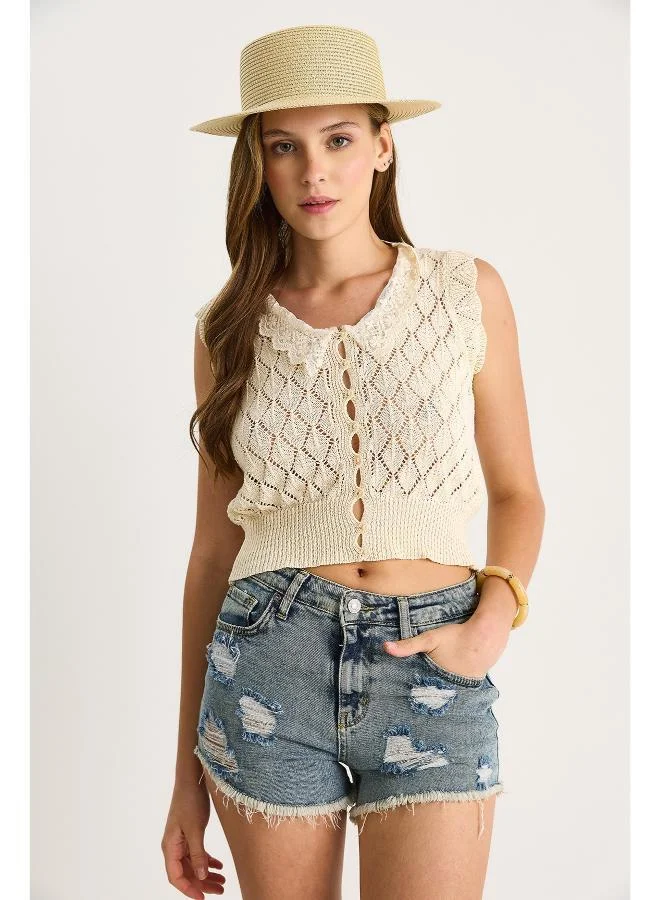 Ginger Knitted Crochet Openwork Top