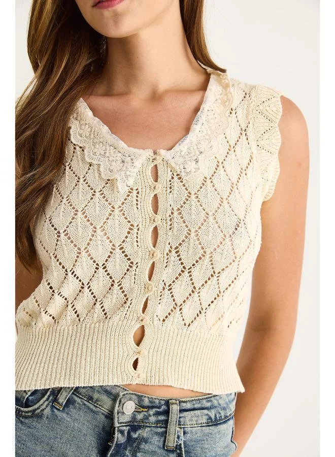 Ginger Knitted Crochet Openwork Top