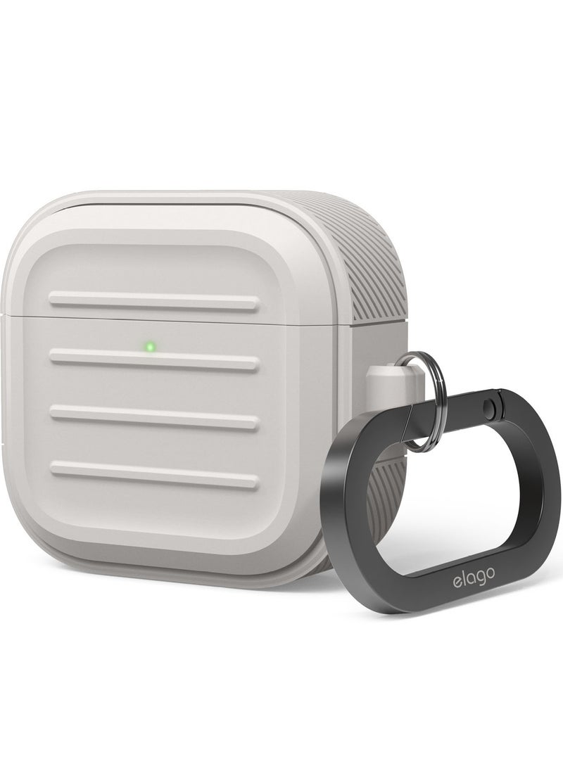 Elago - Armor Hang Compatible with AirPods 4 Case Cover (2024) with Carabiner - Stone - Image 1