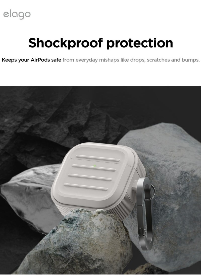 Elago - Armor Hang Compatible with AirPods 4 Case Cover (2024) with Carabiner - Stone - Image 1