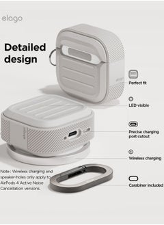 Elago Armor Hang Compatible with AirPods 4 Case Cover (2024) with Carabiner - Stone  - Image 5