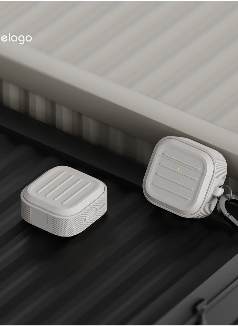 Elago - Armor Hang Compatible with AirPods 4 Case Cover (2024) with Carabiner - Stone - Image 1