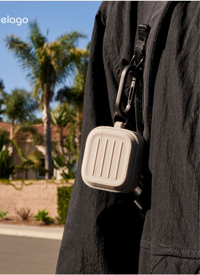 Elago - Armor Hang Compatible with AirPods 4 Case Cover (2024) with Carabiner - Stone - Image 1