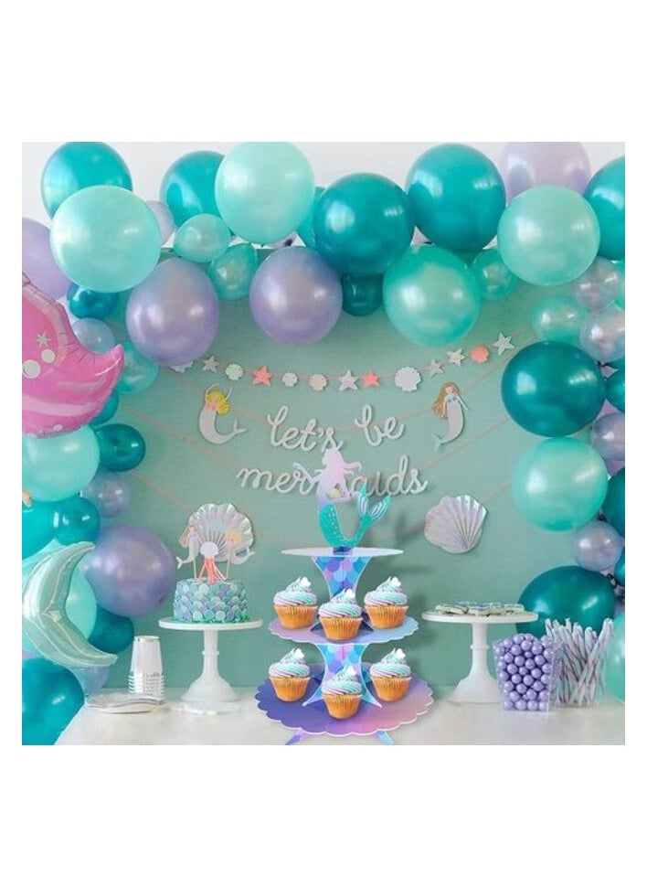 AtrauX Mermaid Cake Stand 3 Tier Mermaid Party Supplies Cupcake Stand, Party Decortions for Mermaid Theme Party Baby Shower Birthday Party Supplies  - Image 5