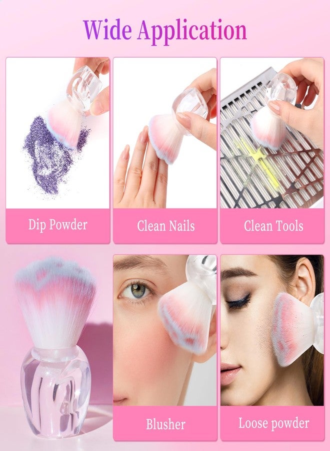 BQAN Nail Dust Brush Nail Art Dust Powder Remover Brush Nail Arts Dust Cleaner Brush Soft Kabuki Cleaner Brush for Makeup or Acrylic UV Gel Nail Arts (Pink-blue) - Image 4