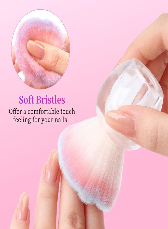 BQAN Nail Dust Brush Nail Art Dust Powder Remover Brush Nail Arts Dust Cleaner Brush Soft Kabuki Cleaner Brush for Makeup or Acrylic UV Gel Nail Arts (Pink-blue) - Image 3